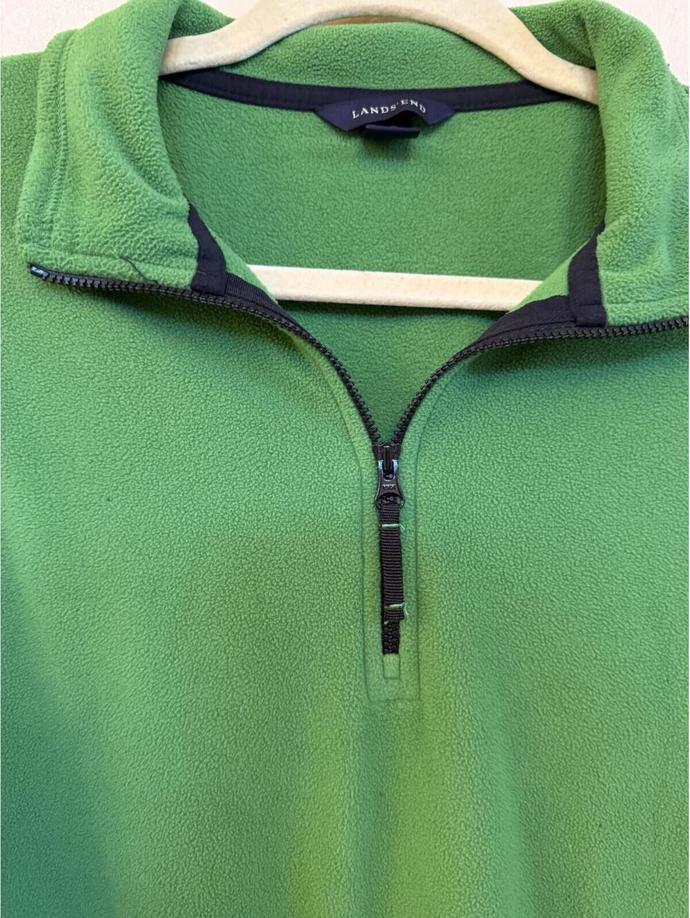 Lands’ Ends Men’s Apple Green Fleece 1/4 Zip Jacket Sz.42/44 - Picture 3 of 9